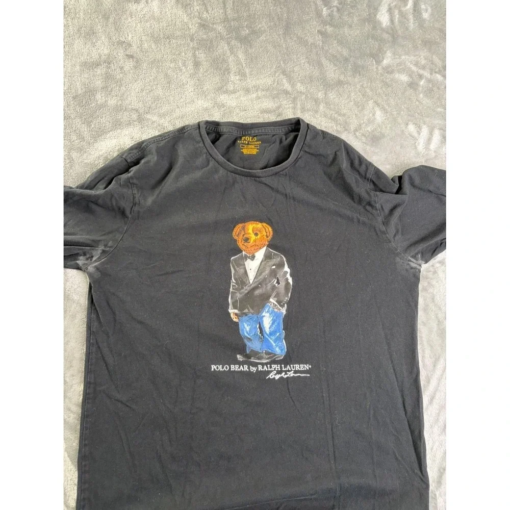 Polo Ralph Lauren Polo Bear Tuxedo Long Sleeve T-Shirt Men's XL Black Cotton Tee